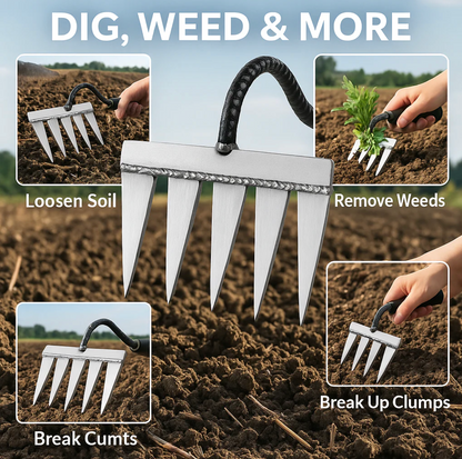 5 Teeth Carbon Steel Garden Weeding